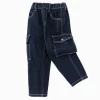 Balabala Children's Clothing Boys Denim Pants Workwear Pants 2025 Spring and Autumn New Long Pants Denim Dark Blue Flash Sale