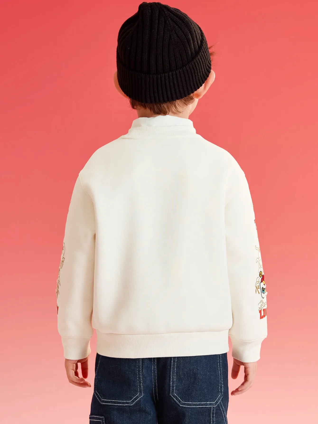 Balabala children's clothing boys' sweatshirt national style top 2025 spring and autumn new year's outfit trendy Off-white Store