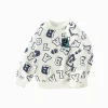 Balabala children's clothing boys' sweatshirt trendy full-print 2025 spring new academy style top White Blue Outlet