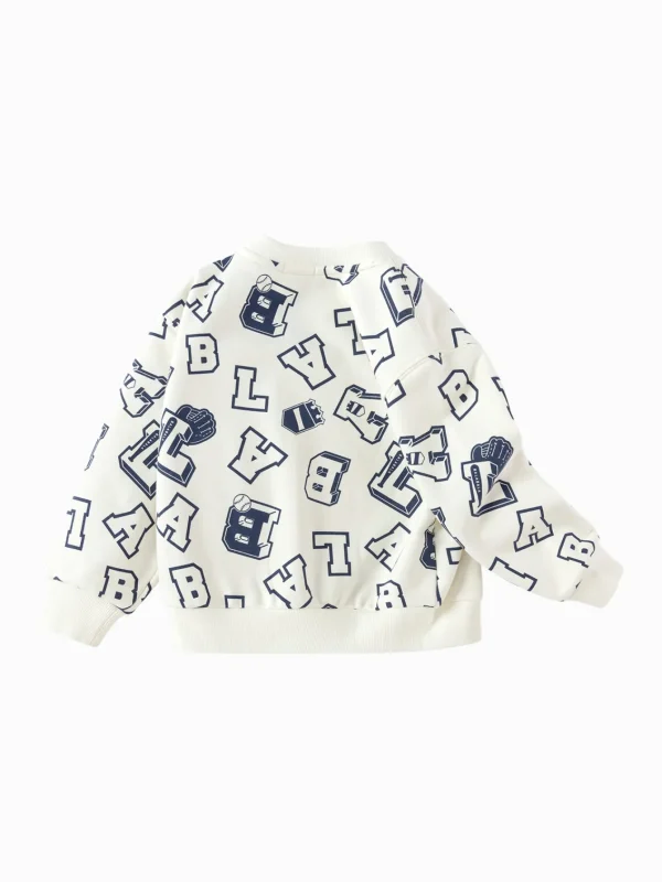 Balabala children's clothing boys' sweatshirt trendy full-print 2025 spring new academy style top White Blue Outlet