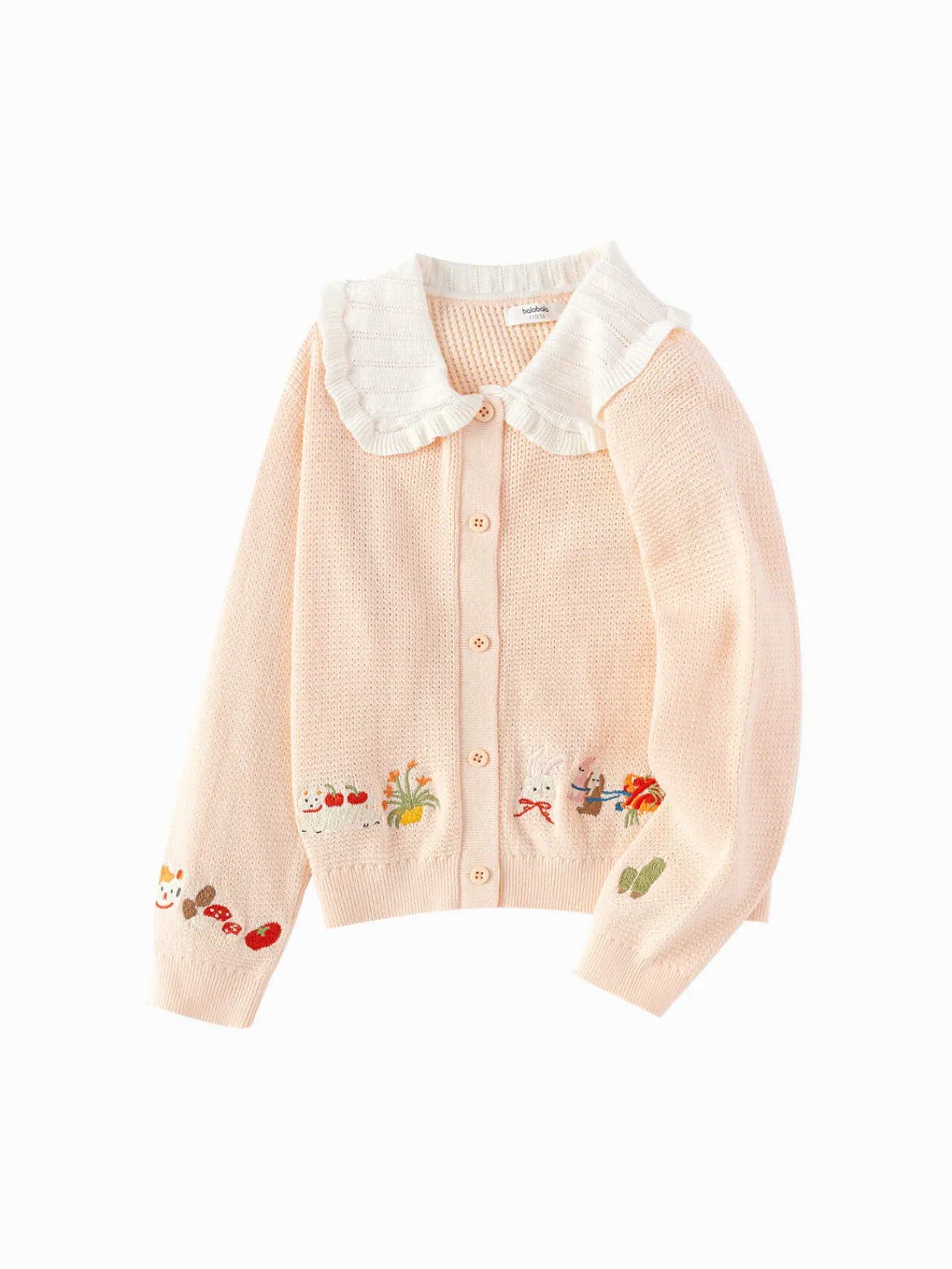 Balabala Children's Clothing Girls' Knitwear Embroide Knit Cardigan 2025 Spring New Red Online