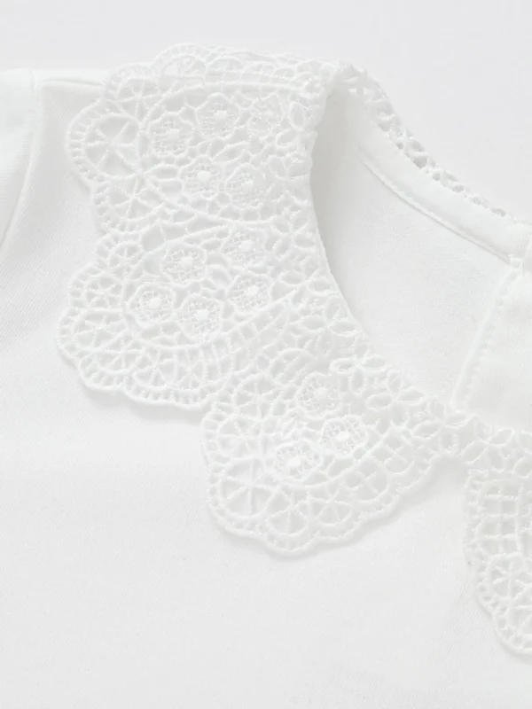 Balabala Children's Clothing Girls Long Sleeve T-Shirt 2025 Spring New Style Sweet Lining Raw White Hot