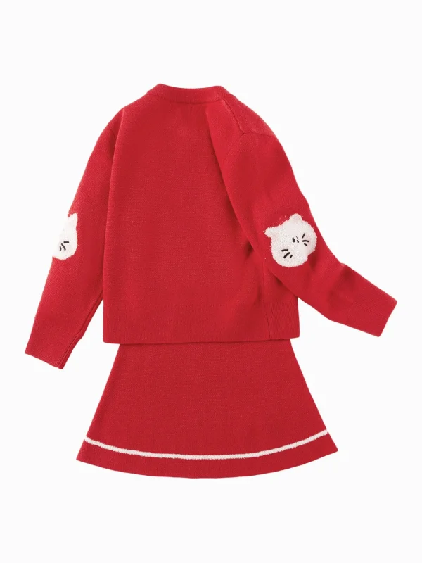 Balabala Children's Clothing Girls' Skirt Set 2025 Spring and Autumn New Two-Piece Jacquard Cute Chinese Red Clearance