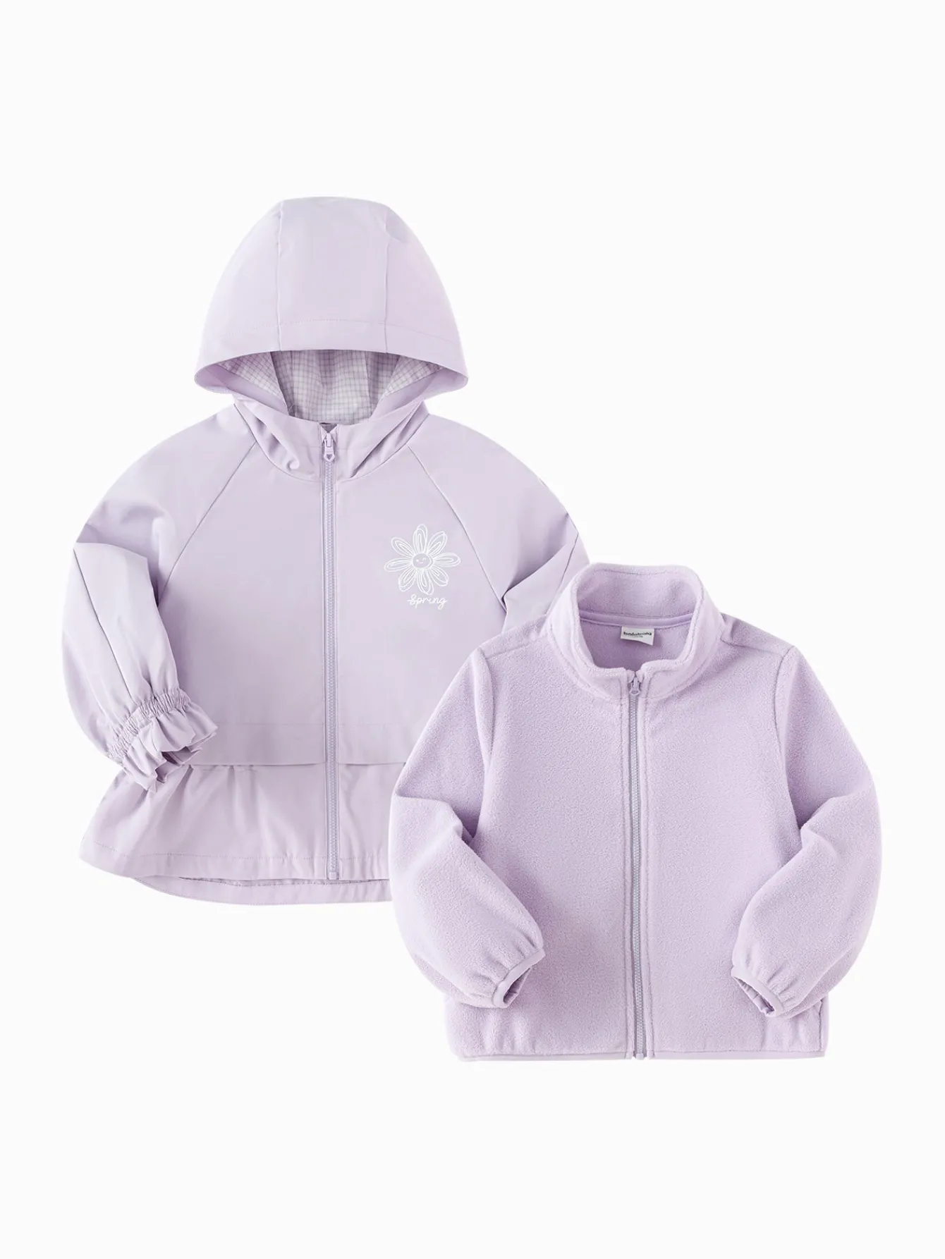 Balabala Children's Clothing Girls Soft Shell Jacket Hooded Outerwear 2025 Spring New Two-Piece Set Violet Clearance