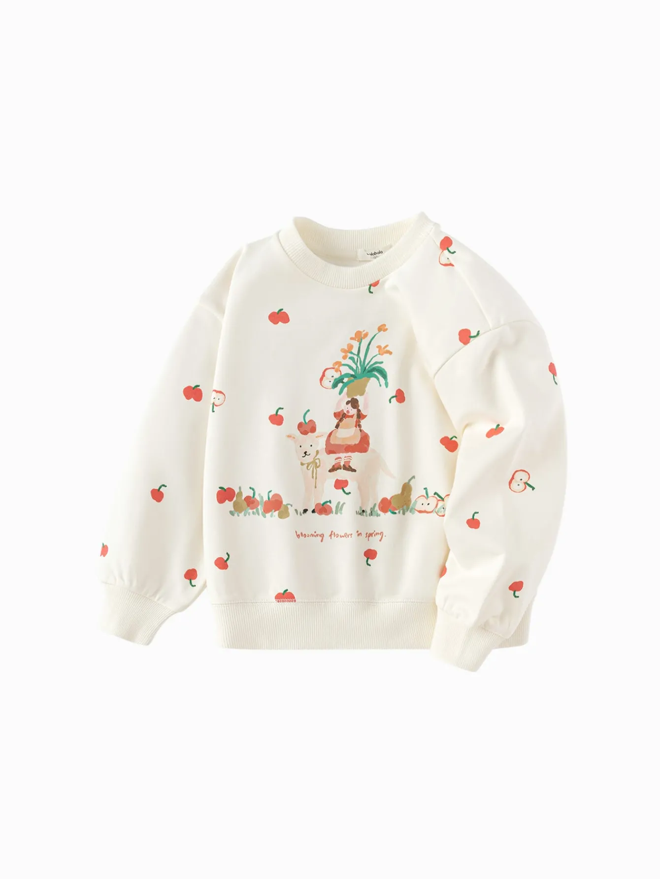 Balabala Children's Clothing Girls' Sweater 2025 Spring New Floral Print Top Cute White Cheap