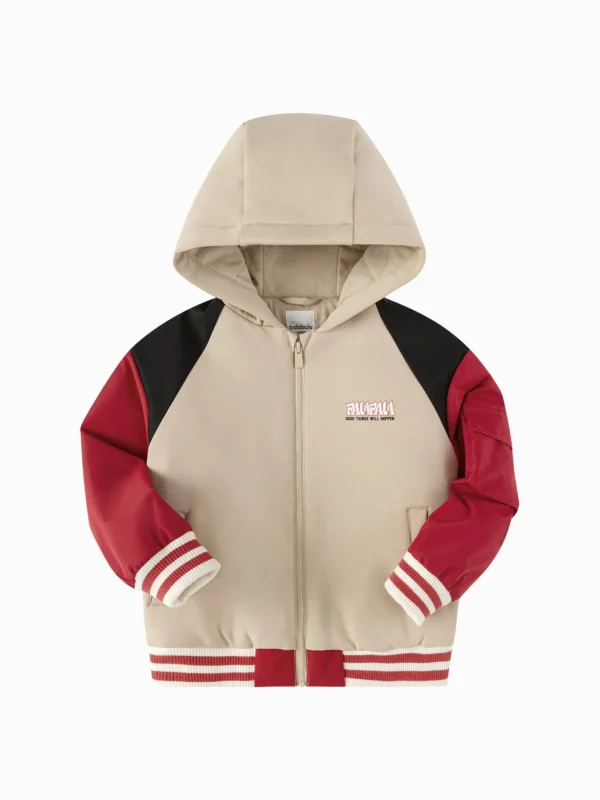 Balabala children's cotton coat boys' spring 2025 new hooded jacket patchwork trendy Khaki Store