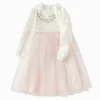 Balabala Children's Dress New Chinese Style Tulle Skirt Toddler Girls 2025 Spring New Arrival Dress Red Fashion