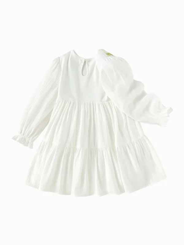 Balabala Children's Dress Toddler Girls 2025 Spring New Arrival Fake Two-Piece Dress Literary Raw White Clearance