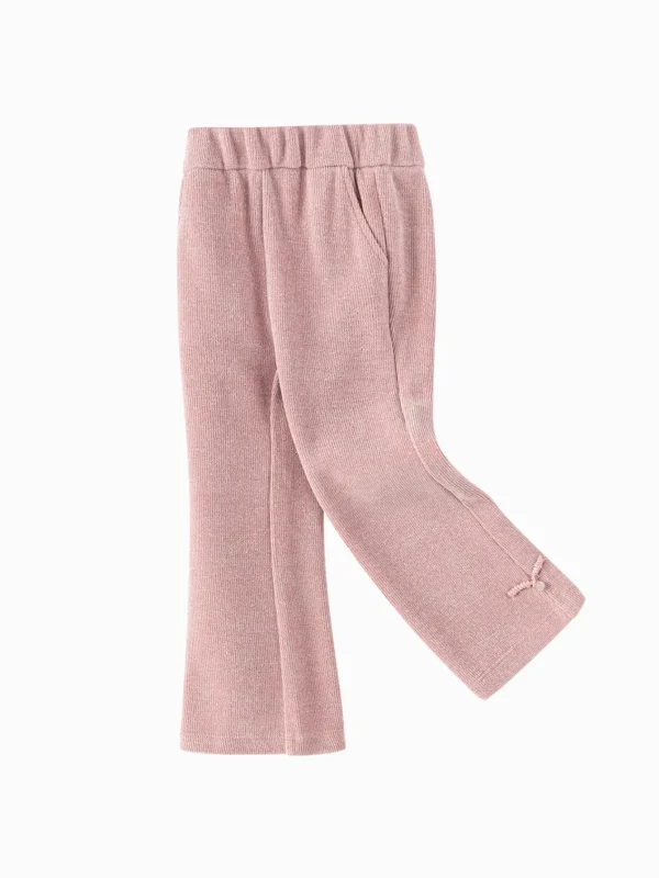 Balabala Children's Pants Girls Flared Pants 2025 Spring and Autumn New Style Knit Pants Pink Best