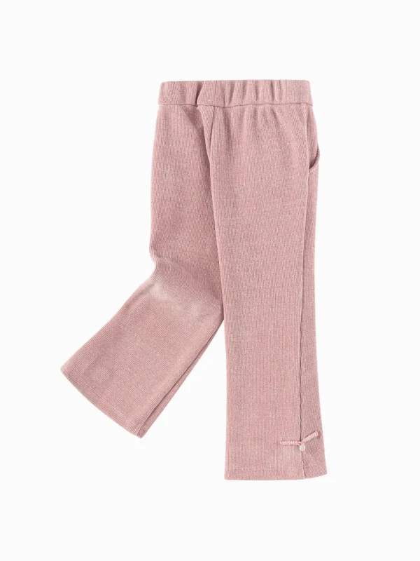 Balabala Children's Pants Girls Flared Pants 2025 Spring and Autumn New Style Knit Pants Pink Best