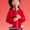 Balabala children's sweater girls' children's knitted sweater 2025 spring and autumn new style open sweater sweet Chinese Red Outlet