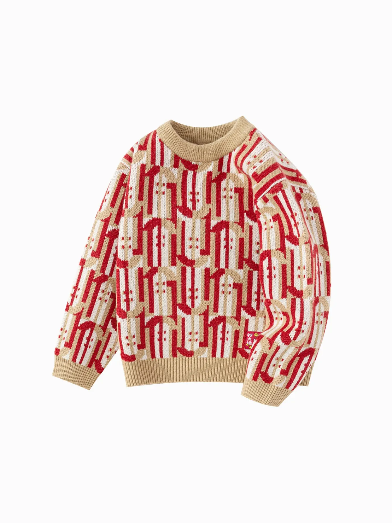 Balabala children's sweater Toddler Boys knitted sweater 2025 spring and autumn new style New Year outfit White Red Best Sale