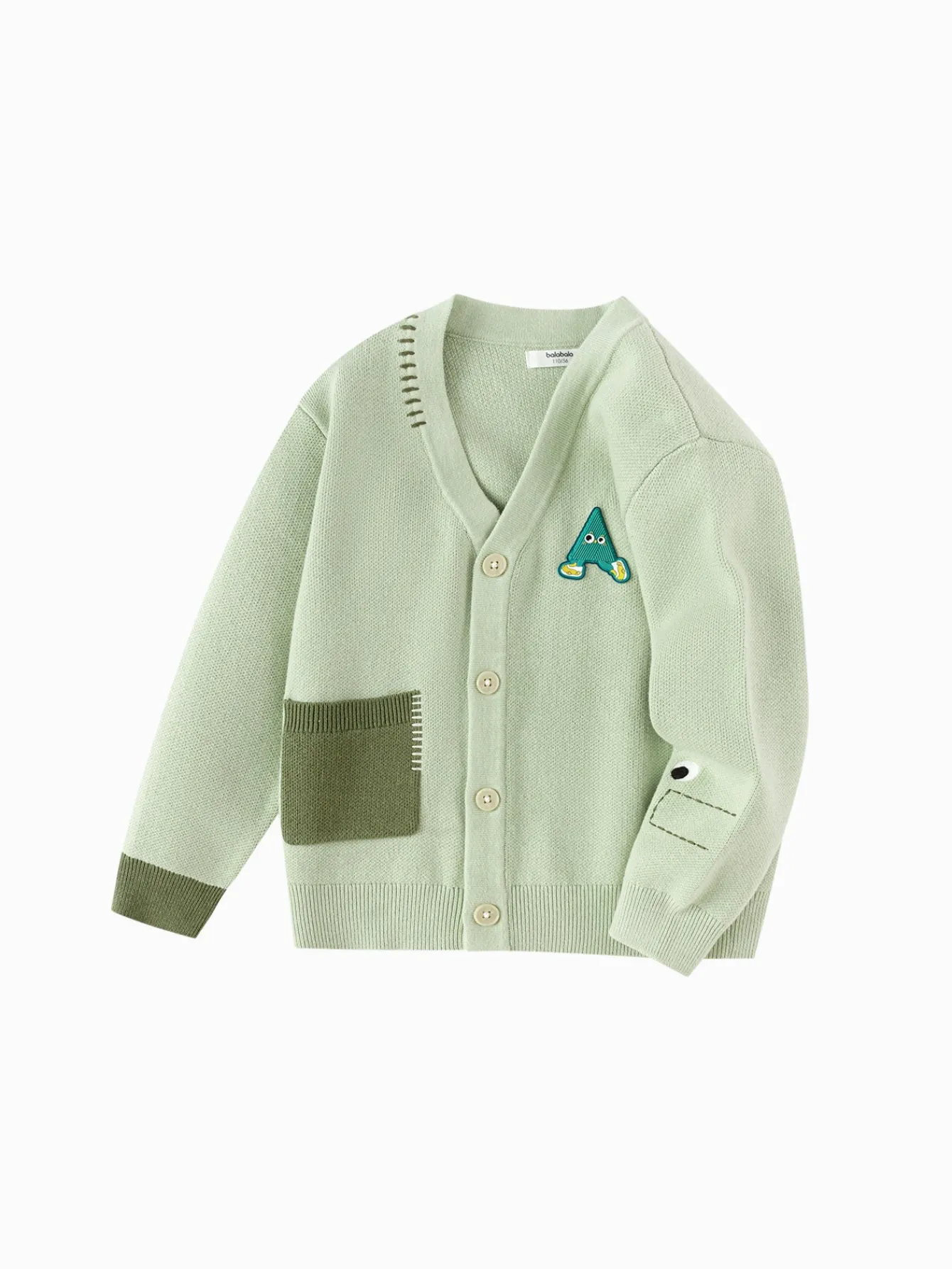 Balabala children's sweater V-neck knitted sweater Toddler Boys clothing 2025 spring new style open sweater Pink Green Cheap