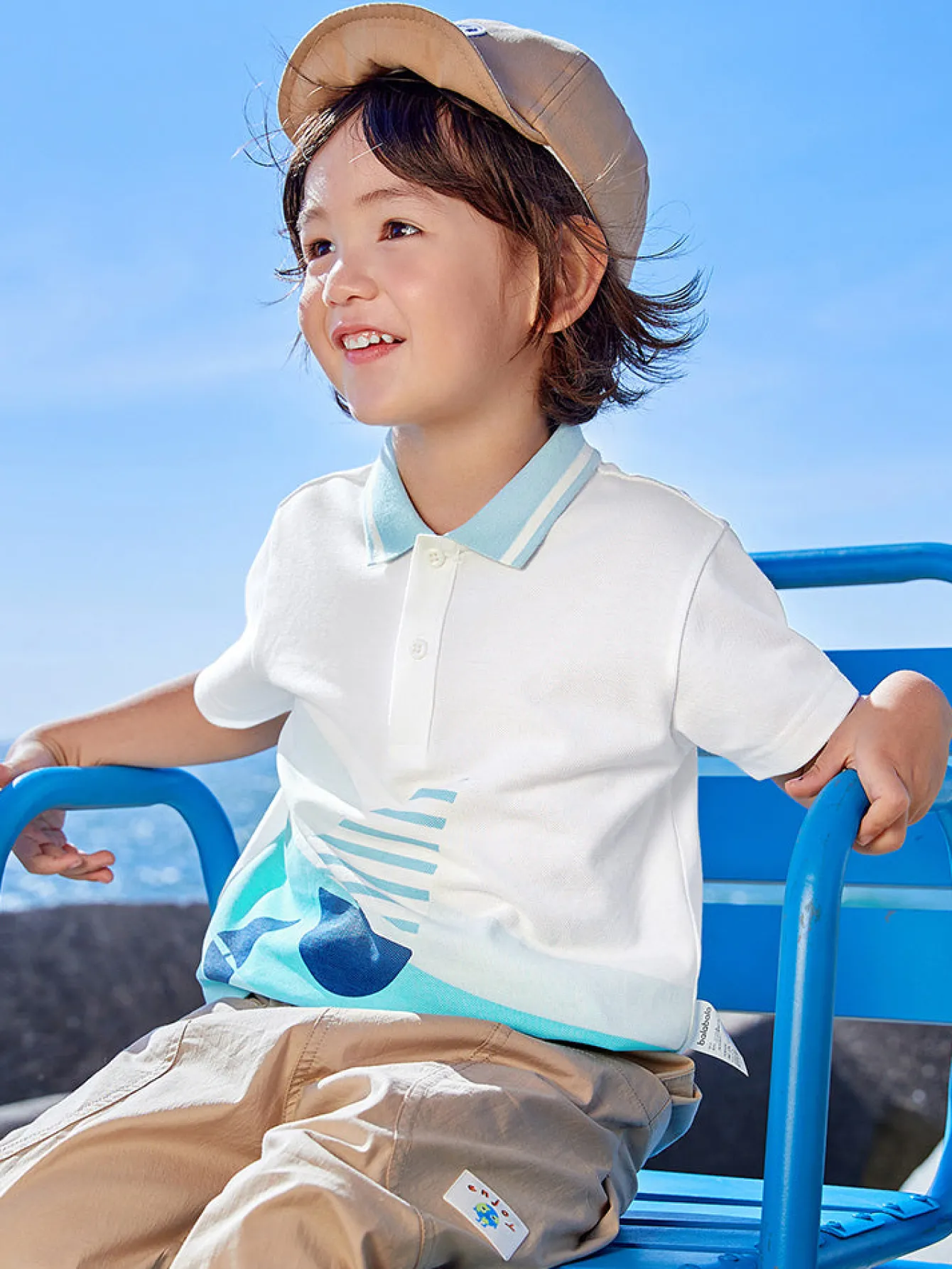 Balabala contrast color comfortable short-sleeved T-shirt 2-8 years Clearance