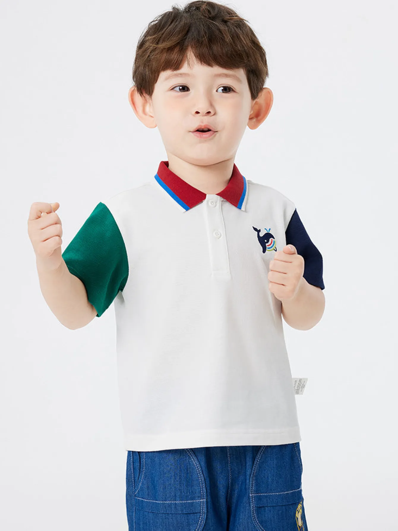 Balabala contrast color comfortable short-sleeved T-shirt 2-8 years Clearance