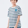 Balabala cotton short-sleeved striped parent-child T-shirt 7-14 years Online