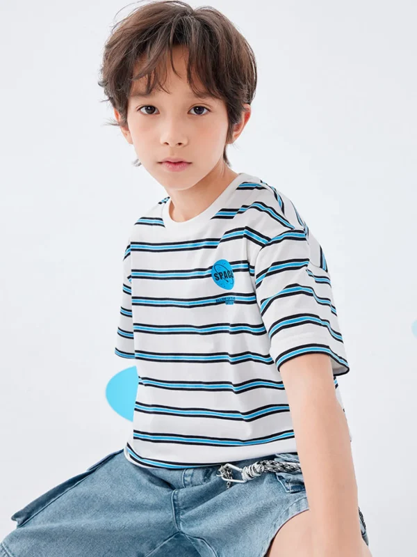 Balabala cotton short-sleeved striped parent-child T-shirt 7-14 years Online