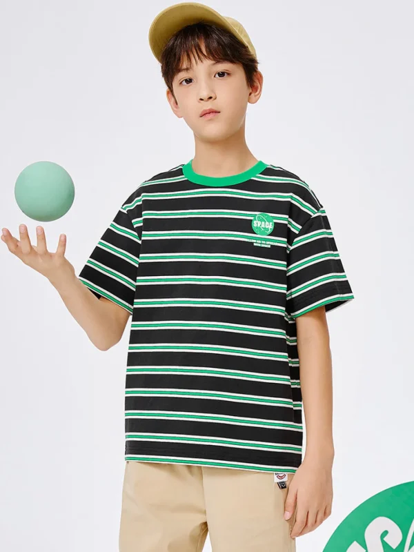 Balabala cotton short-sleeved striped parent-child T-shirt 7-14 years Online