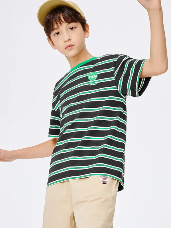 Balabala cotton short-sleeved striped parent-child T-shirt 7-14 years Online