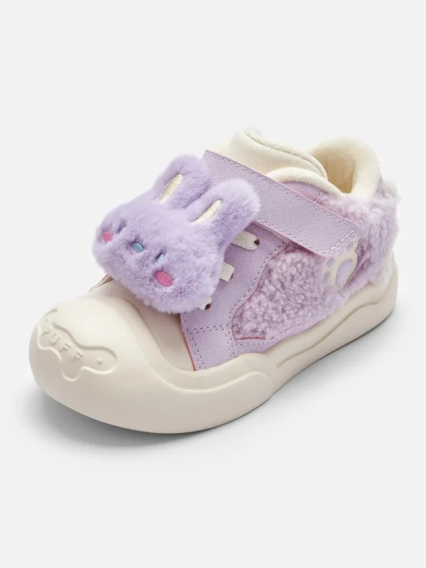 Balabala Girl Baby and Toddler Velcro Antibacterial Bear Sneakers Purple Hue Best