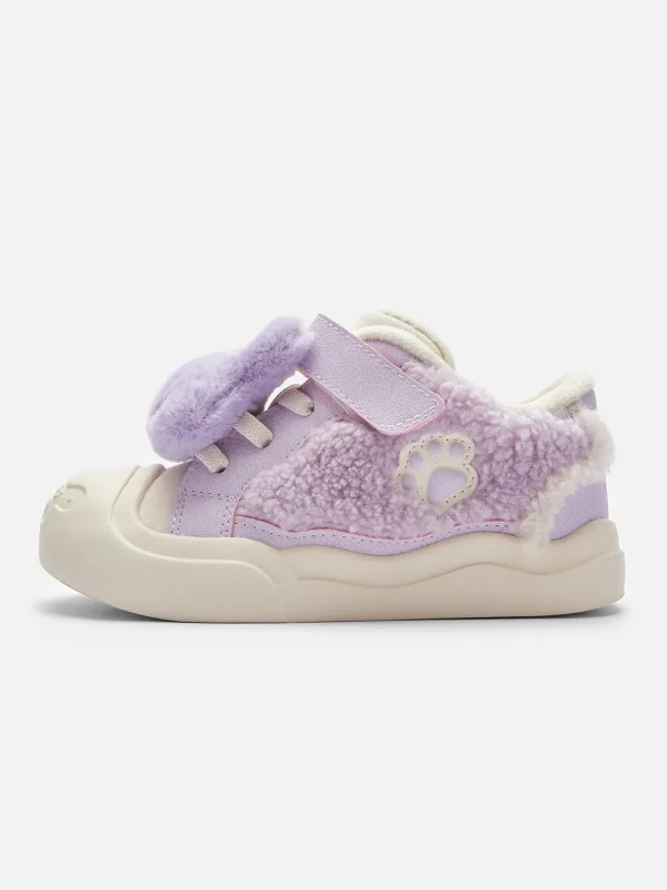 Balabala Girl Baby and Toddler Velcro Antibacterial Bear Sneakers Purple Hue Best