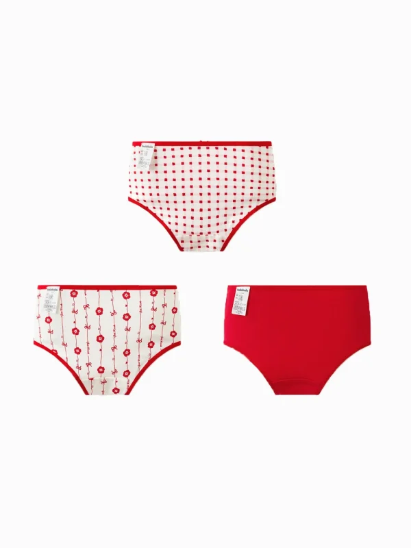 Balabala Girl Underwear Boxer Birefs Cotton Animal Year Red Shorts The Year of Snake New Year Suit White Red Clearance