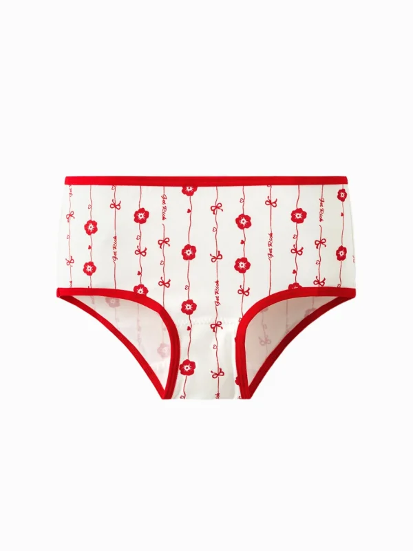 Balabala Girl Underwear Boxer Birefs Cotton Animal Year Red Shorts The Year of Snake New Year Suit White Red Clearance