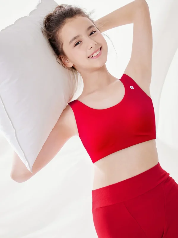 Balabala Girl Underwear Developmental Period Children Small Vest Customizable Anti-Show-through Bra Animal Year of Snake Red Sale