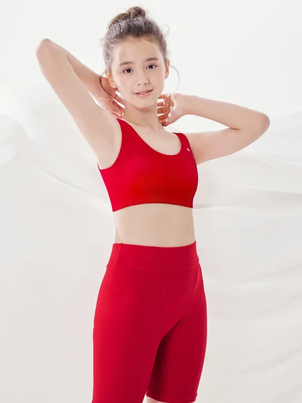 Balabala Girl Underwear Developmental Period Children Small Vest Customizable Anti-Show-through Bra Animal Year of Snake Red Sale