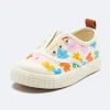 Balabala Girls Cute Colorful Puzzle Printed Comfortable Non-Slip Slip-On Canvas Shoes White Outlet
