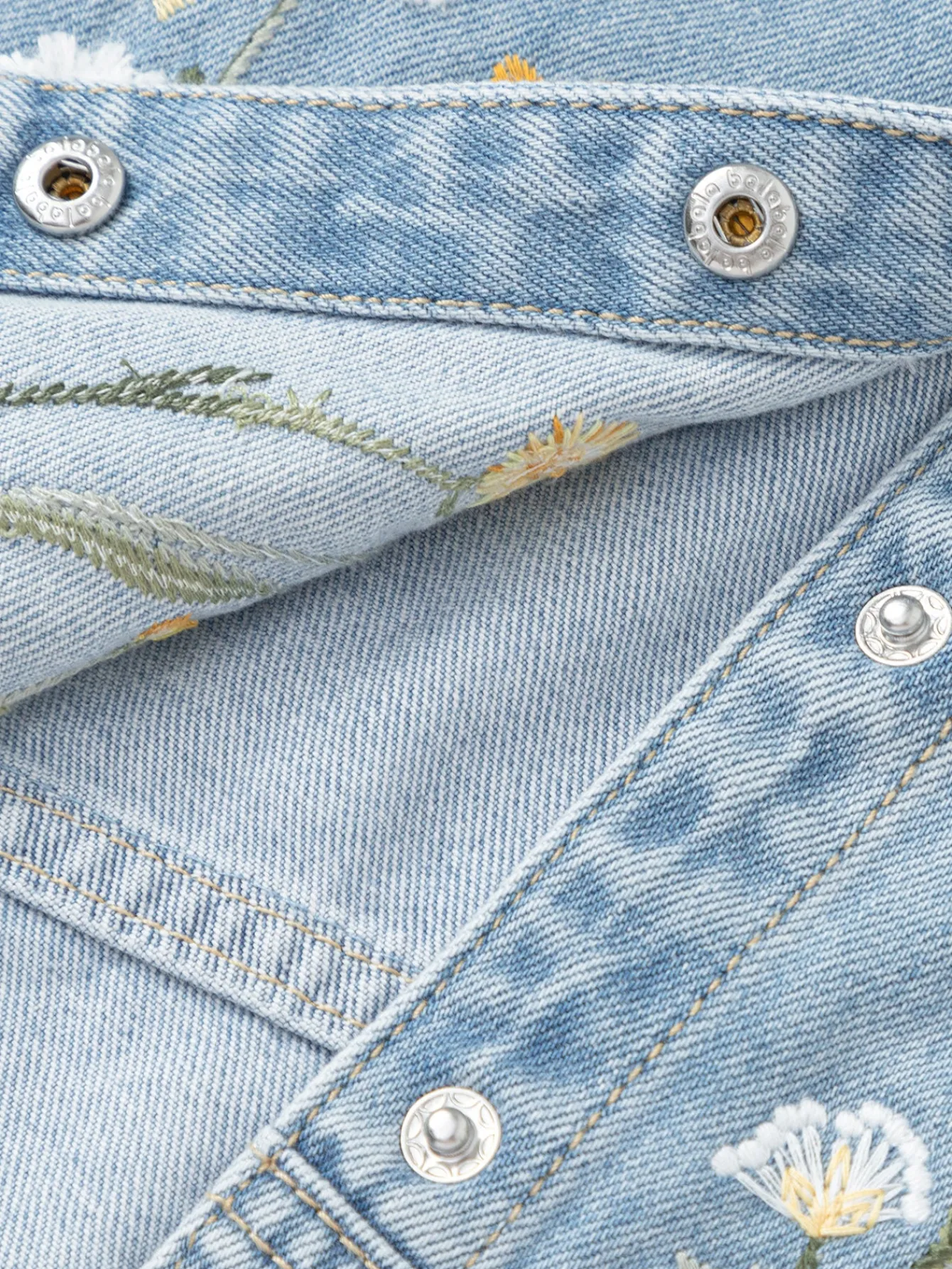 Balabala girls' denim coat oil painting style embroidered 2025 spring new pure cotton top Denim Light Blue Shop