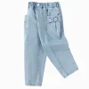 Balabala girls' denim pants children's spring 2025 new long pants with bow Denim Medium Blue Best Sale