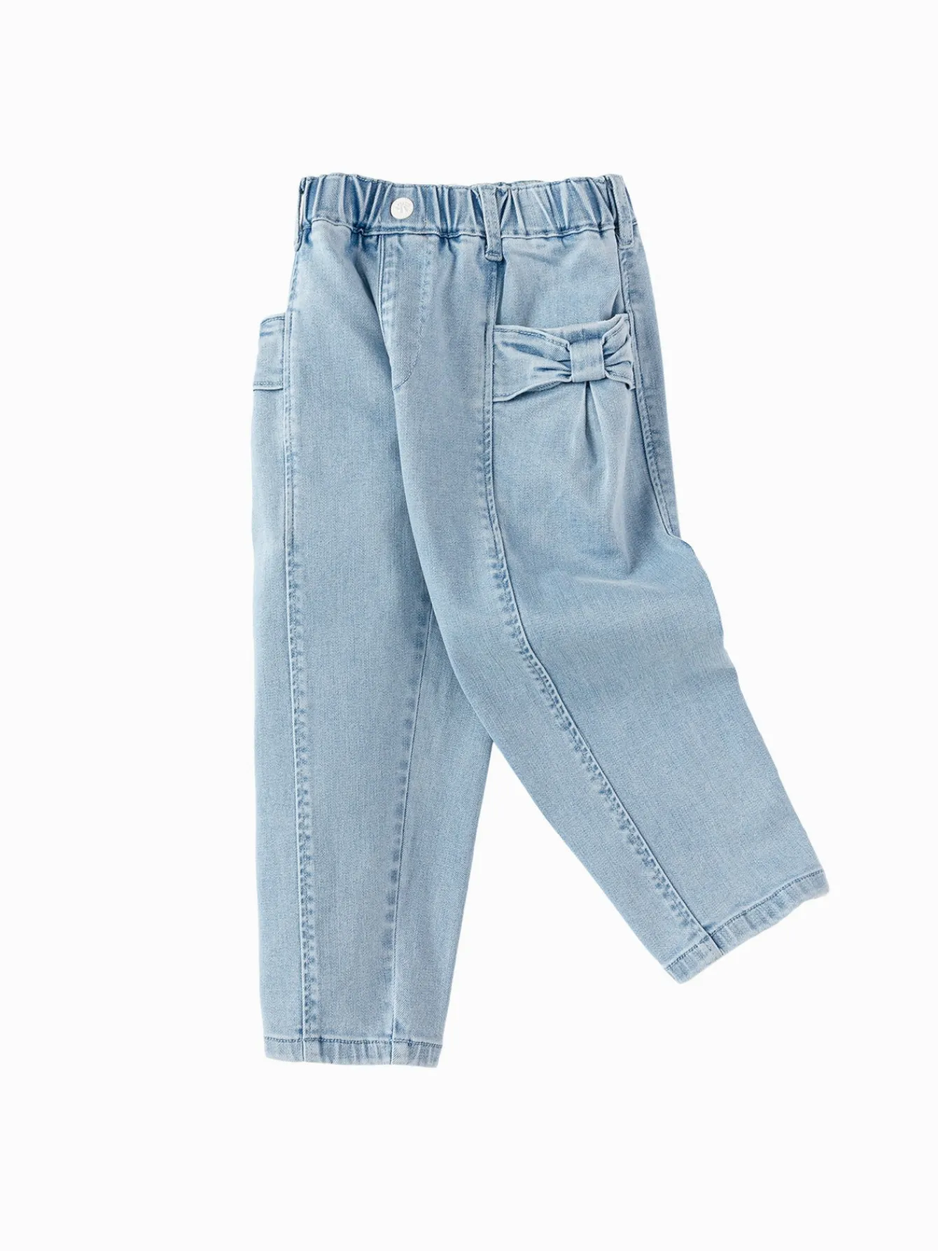 Balabala girls' denim pants children's spring 2025 new long pants with bow Denim Medium Blue Best Sale