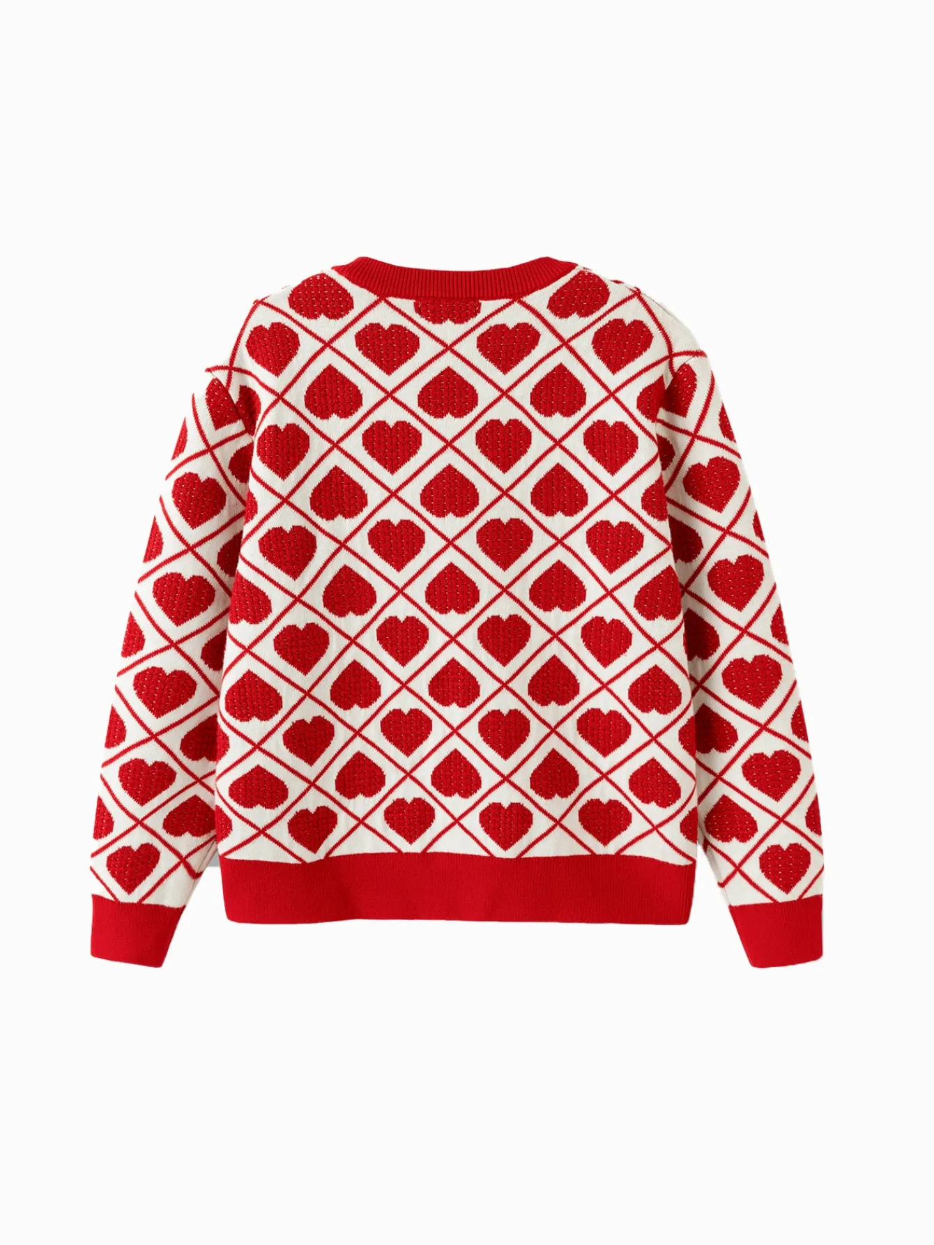 Balabala Girls' Knitwear, Children's Knitwear, 2024 Winter New Heart Design Middle and Large Children's Knitted Top Fashionable Red White Sale