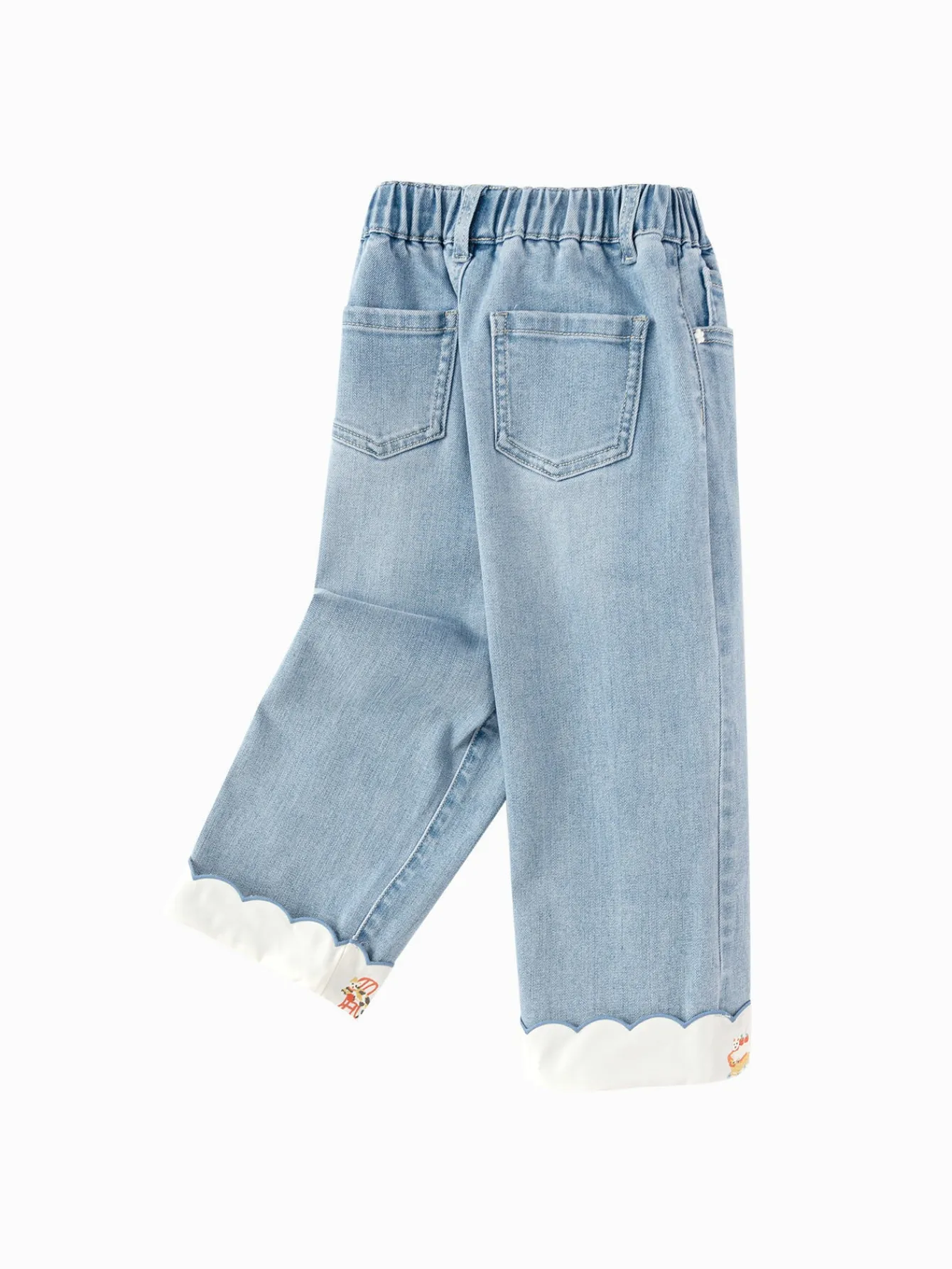 Balabala girls' long pants loose straight denim pants 2025 spring new embroidered pants Denim Light Blue Sale