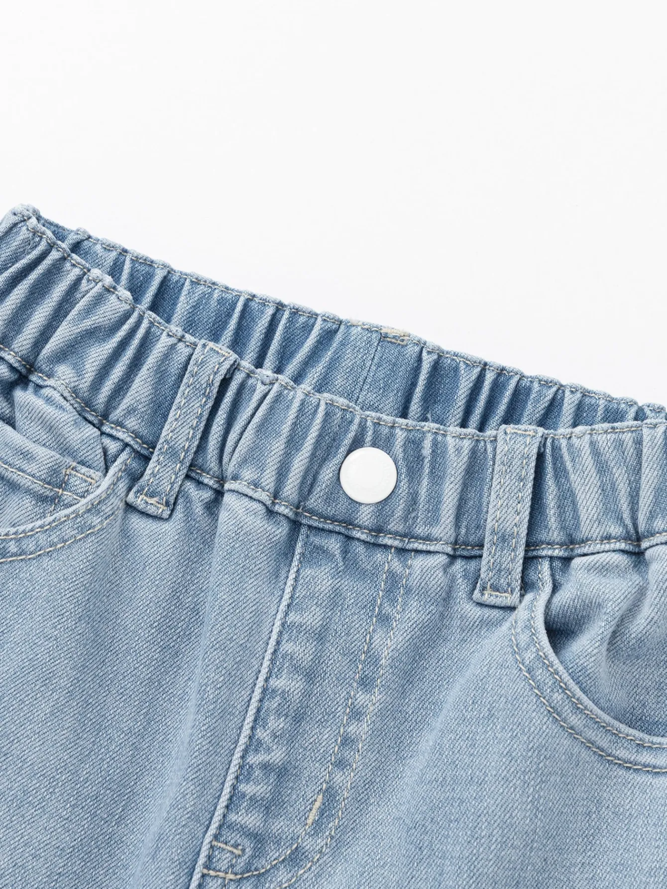 Balabala girls' long pants loose straight denim pants 2025 spring new embroidered pants Denim Light Blue Sale