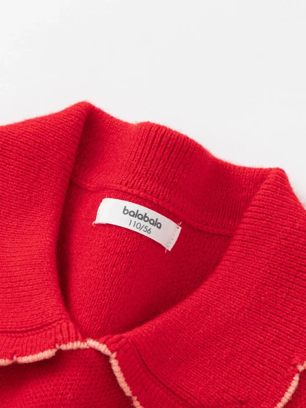 Balabala Girls Sweater 2024 New Winter Kids Knitwear Top New Year's Red Fashion Exquisite Trendy Chinese Red Outlet