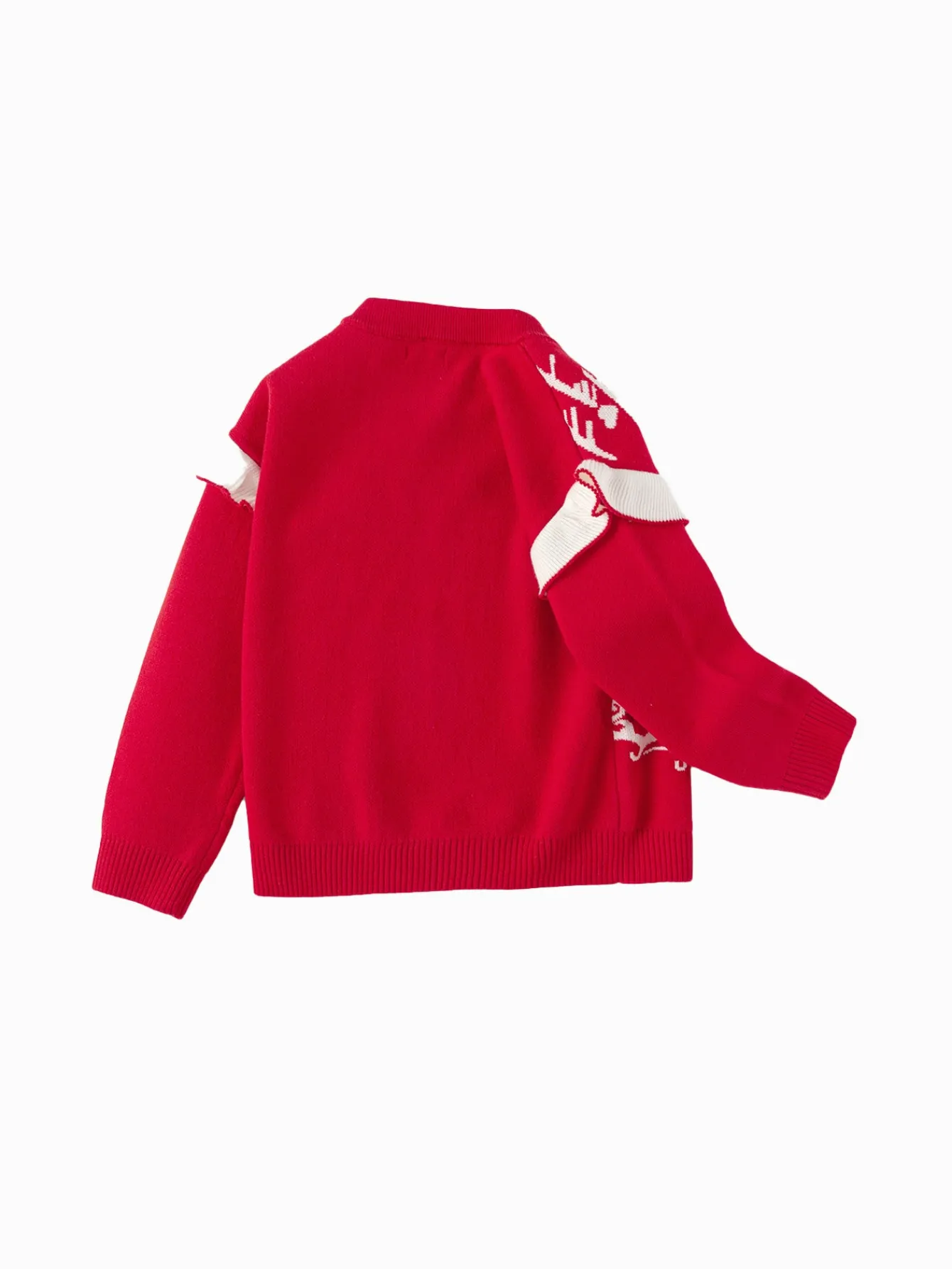 balabala_girls_sweater_children_jacquard_knitwear__winter_new_colorblock_knitwear_top_red_fashion_4.webp Balabala Girls Sweater Children Jacquard Knitwear 2024 Winter New Color-Block Knitwear Top Red Fashion Chinese Red Cheap