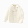 Balabala Girls' Sweater Embroidery 2025 Spring and Autumn New Long Sleeve Top White Cheap