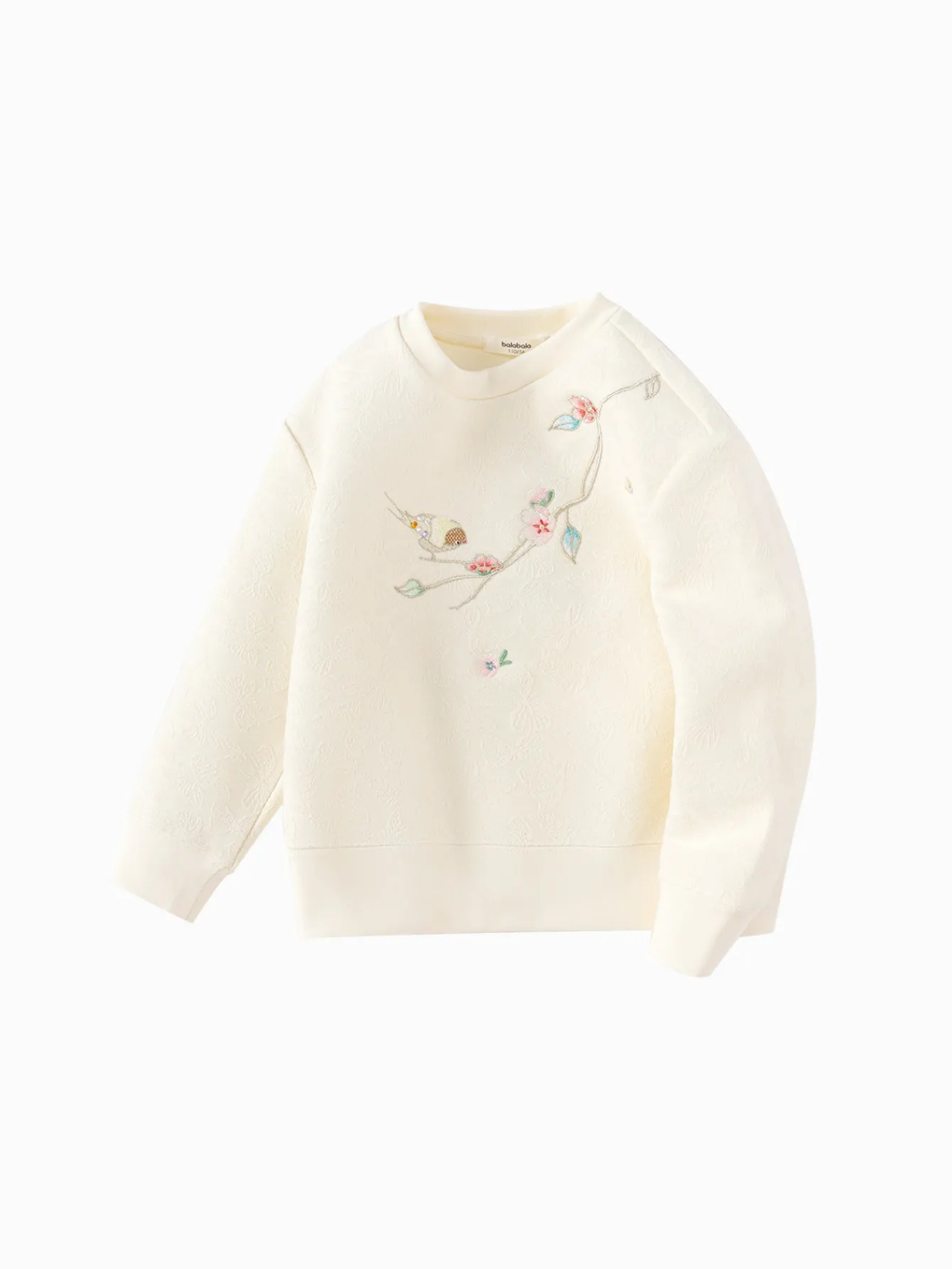 Balabala Girls' Sweater Embroidery 2025 Spring and Autumn New Long Sleeve Top White Cheap