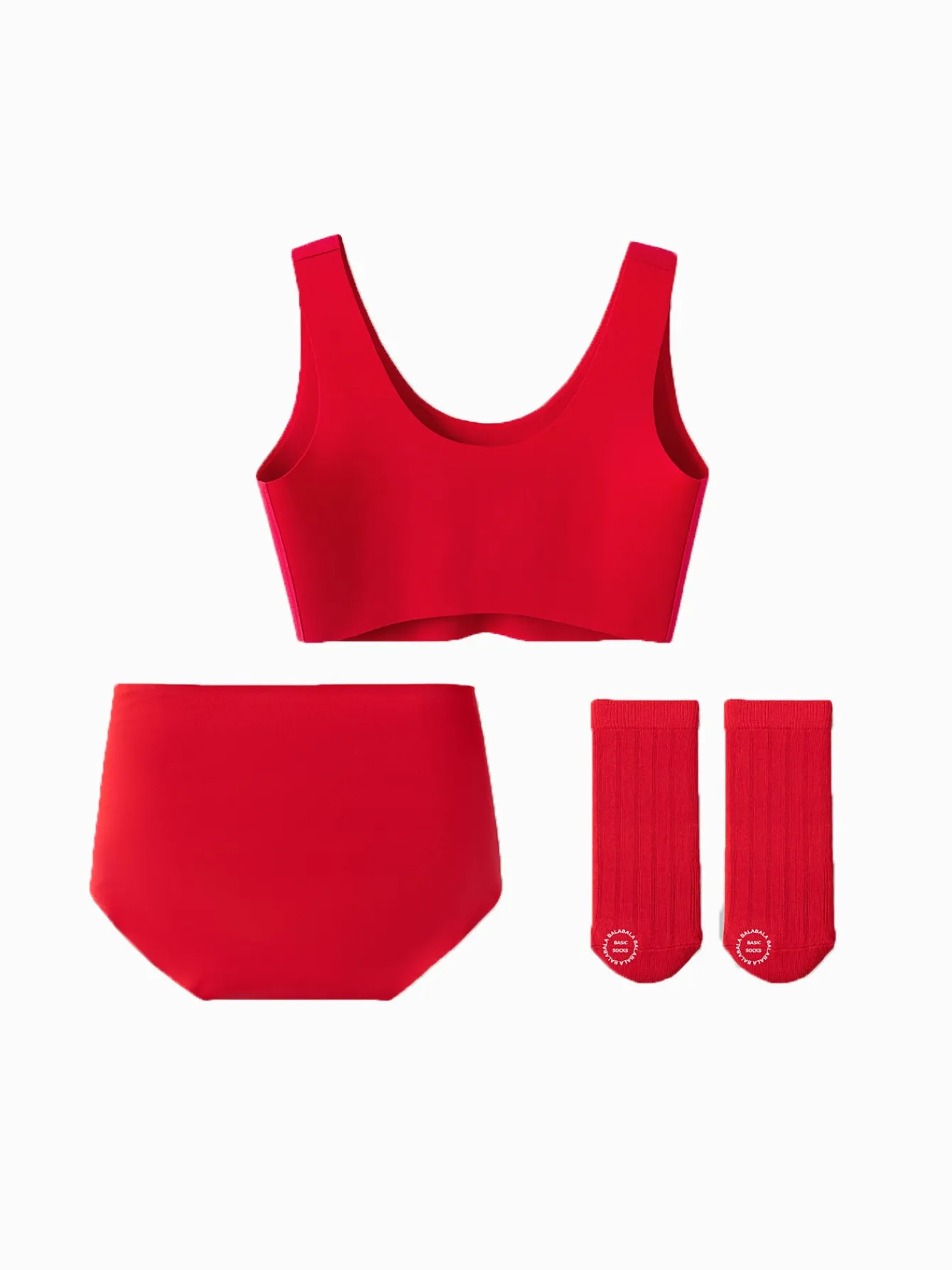 Balabala Girls Underwear Gift Box Children Vest Developmental Period Anti-Show-through Bra Animal Year of Snake Red New