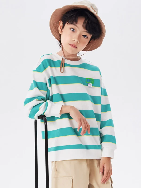 Balabala Kids Boy Big Striped Crew Neck Sweatshirt 7-14 Years Shop