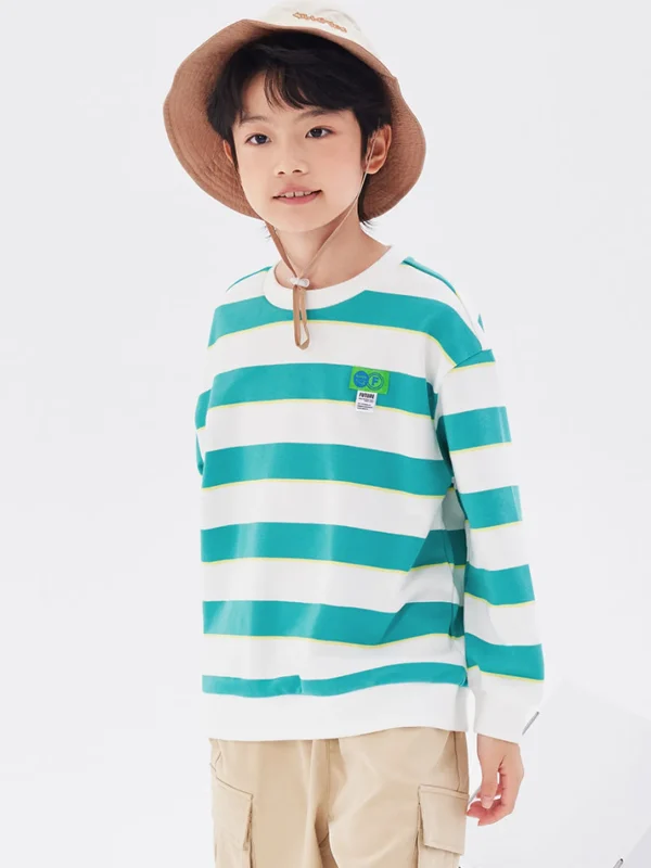 Balabala Kids Boy Big Striped Crew Neck Sweatshirt 7-14 Years Shop