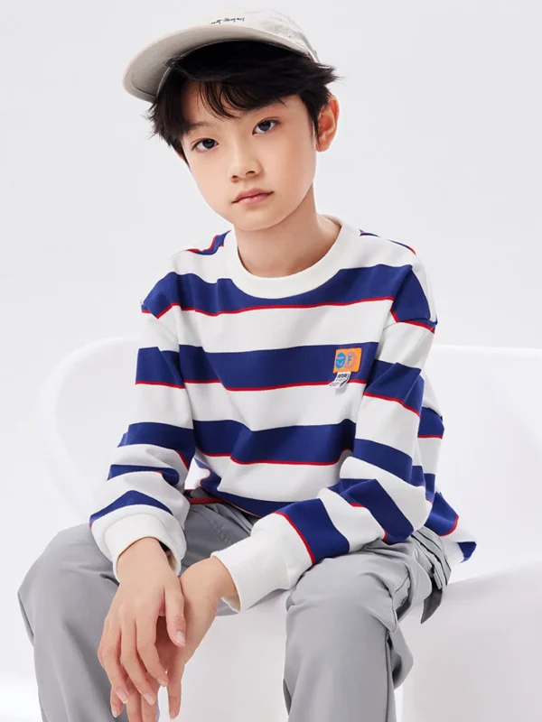 Balabala Kids Boy Big Striped Crew Neck Sweatshirt 7-14 Years Shop