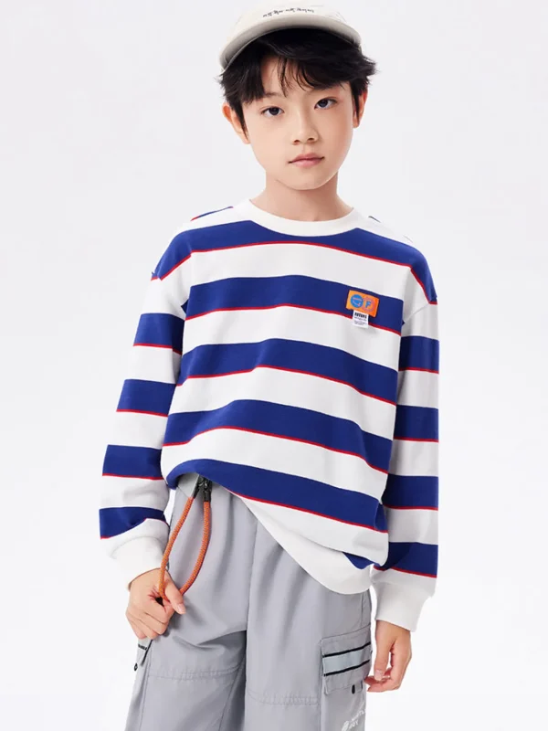 Balabala Kids Boy Big Striped Crew Neck Sweatshirt 7-14 Years Shop