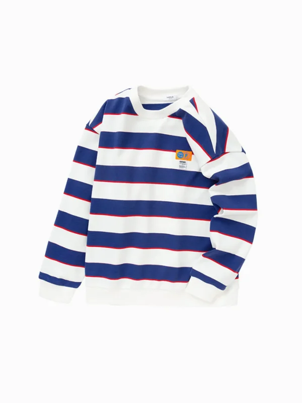 Balabala Kids Boy Big Striped Crew Neck Sweatshirt 7-14 Years Shop