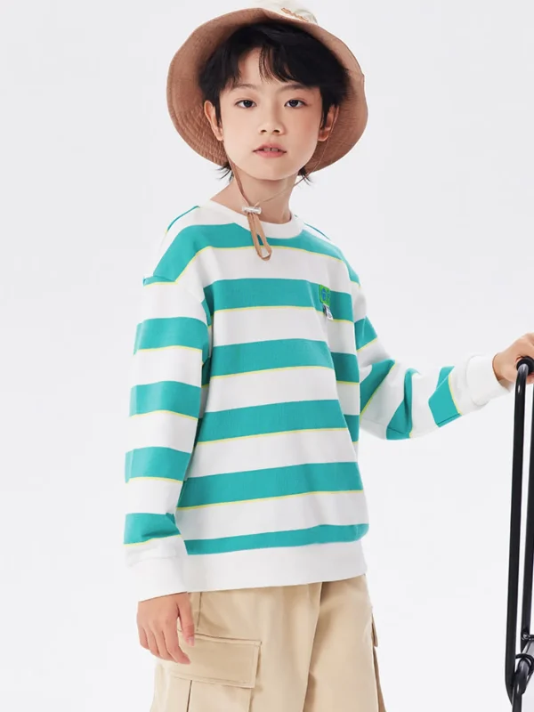 Balabala Kids Boy Big Striped Crew Neck Sweatshirt 7-14 Years Shop