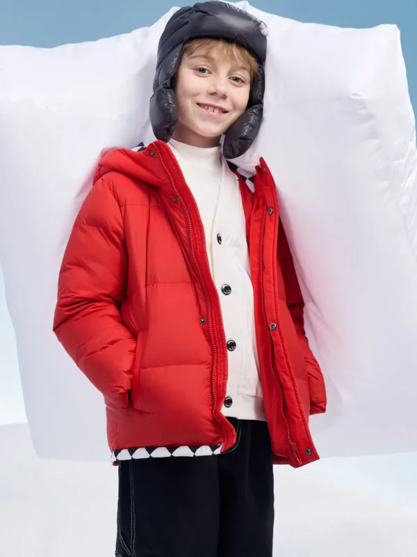 Balabala Kids Boy Lightweight Hooded Down Jacket Chinese Red Flash Sale