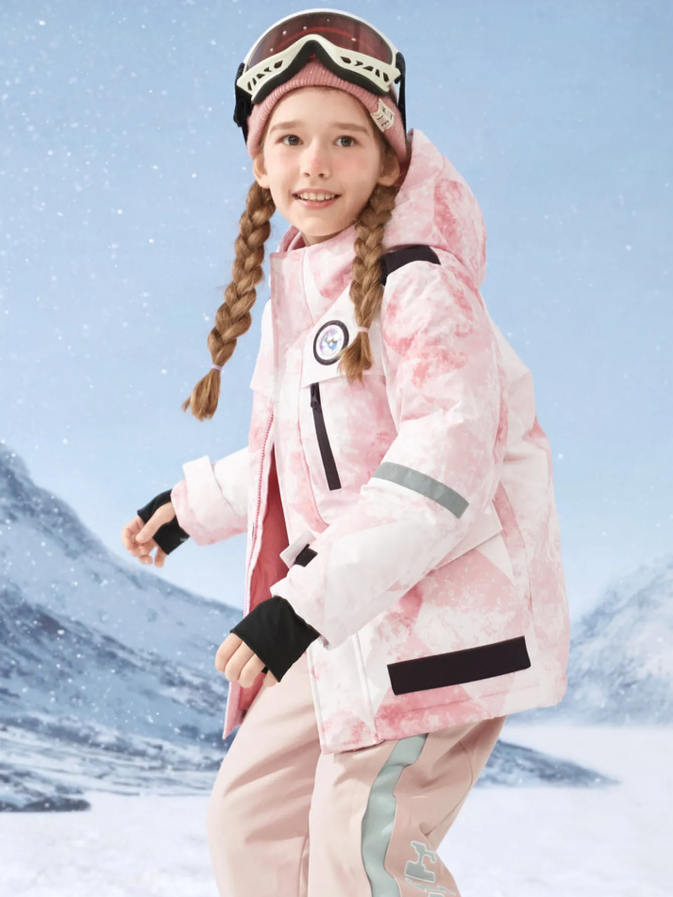 Balabala Kids Colorful Outdoor Hooded Down Jacket Red White Hue Best