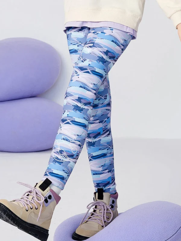 Balabala Kids Girl Abstract3D Printed Trousers Blue Purple Hue Best Sale